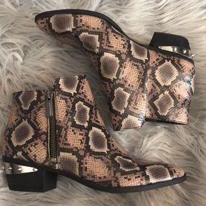 SAM EDELMAN circus snake print studded booties